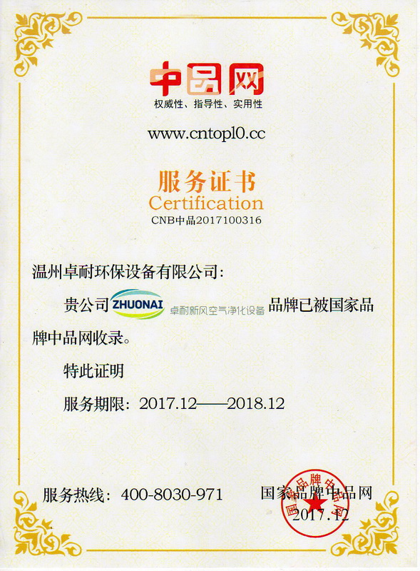 卓耐環保榮獲《中品網》權威性、指導性、實用